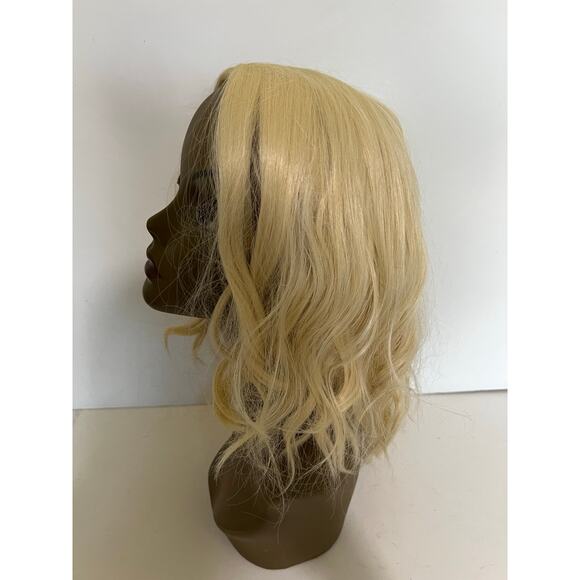Women’s Short Platinum Blonde Bob Deep Wavy Wig Shoulder Length Synthetic Hair - Picture 3 of 13